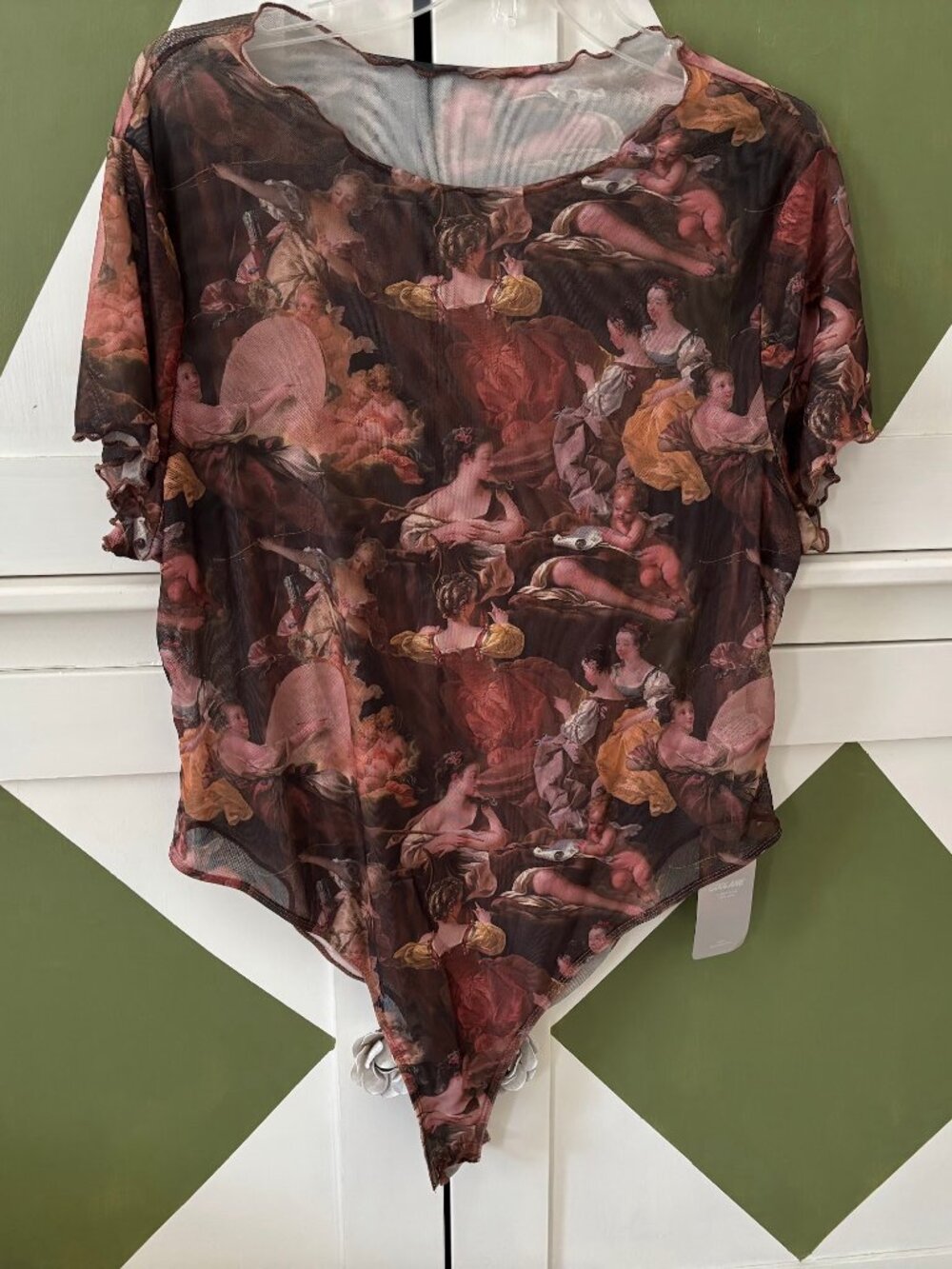 NWT! SHEIN Coolane Renaissance Painting Mesh Bodysuit
